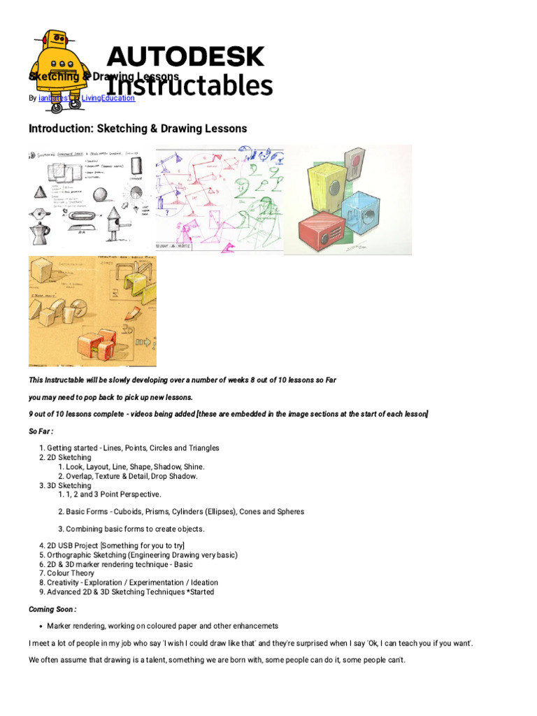 Sketching & Drawing Lessons Guide | PDF | Color | Drawing