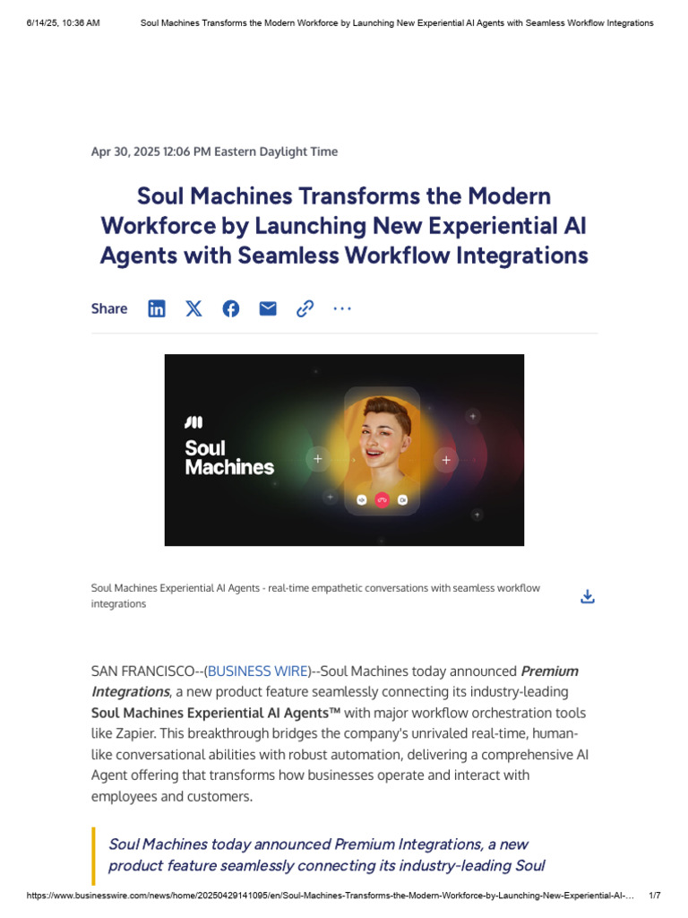 Soul Machines Transforms The Modern Workforce by Launching New ...