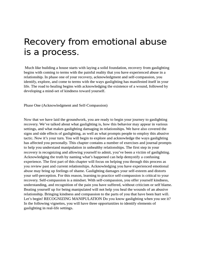 Recovery From Emotional Abuse | PDF | Psychological Abuse ...
