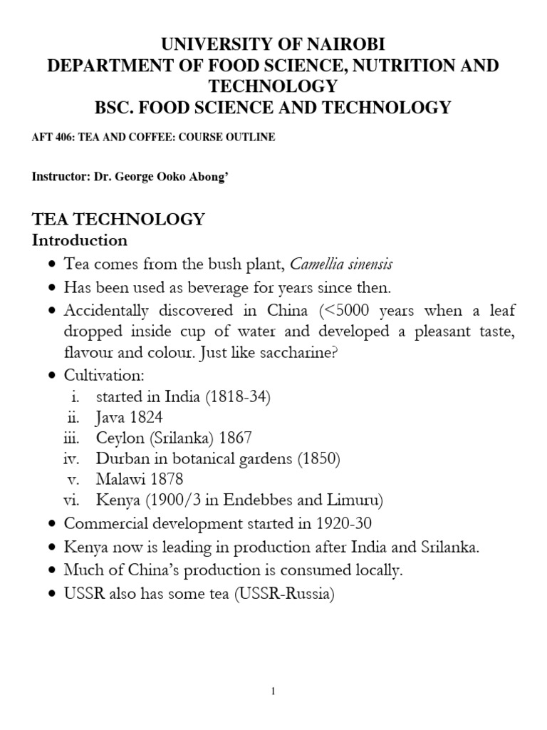 Tea PROCESSING Technology-1 | PDF | Pruning | Tea