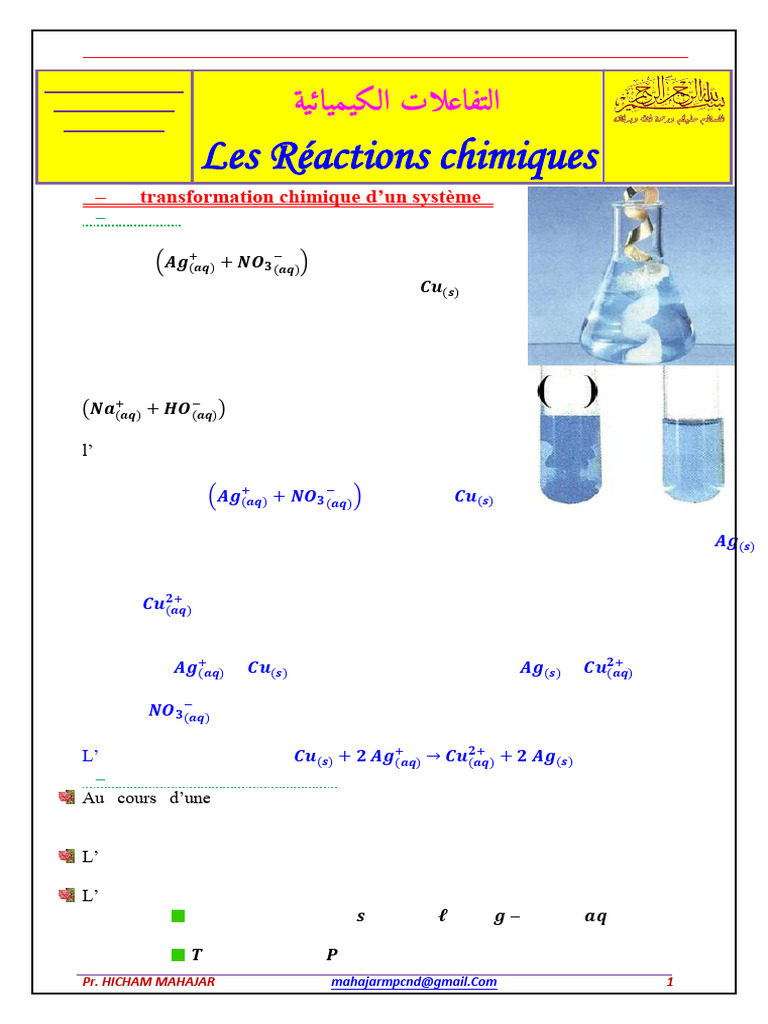 Réactions chimiques et transformations | PDF | Chimie | Chimie physique