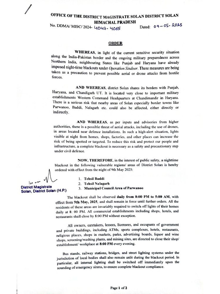 DM Order Blackout Solan | PDF