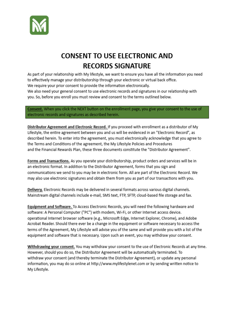 Consent for Electronic Records Usage | PDF | Internet | Software