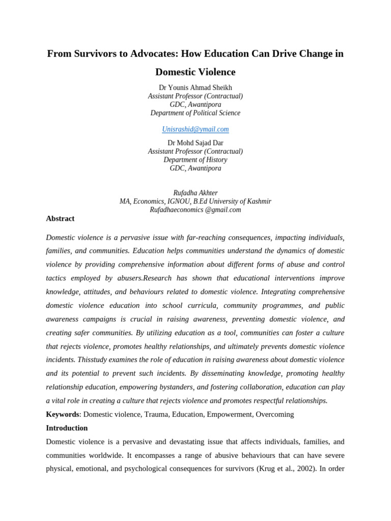 Education's Role in Domestic Violence Prevention | PDF | Domestic ...