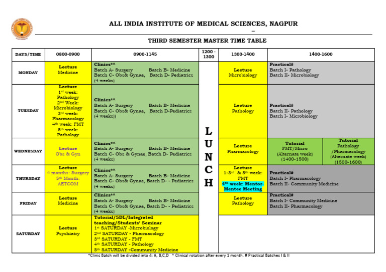 1712217756660e5e9cc597f3rd Semester MBBS Timetable | PDF | Clinical ...