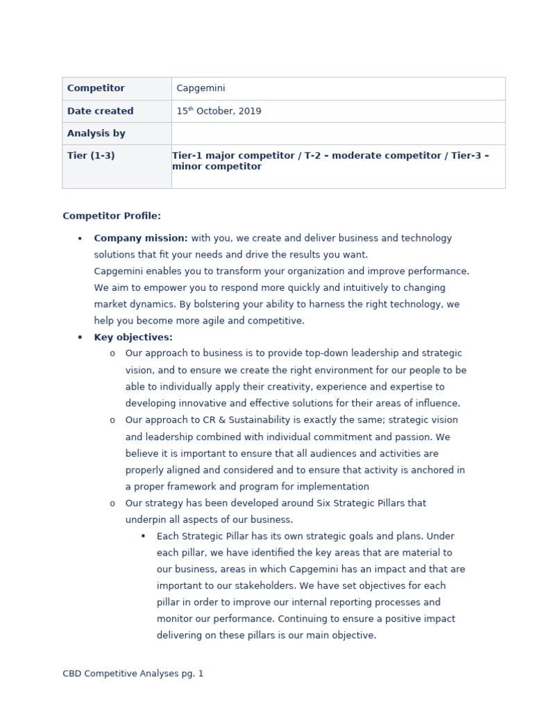 Capgemini Competitor Analysis Overview | PDF | Business