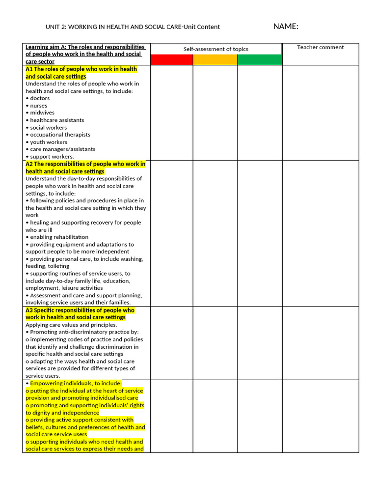 Health and Social Care Roles Overview | PDF | Social Work | Public Services