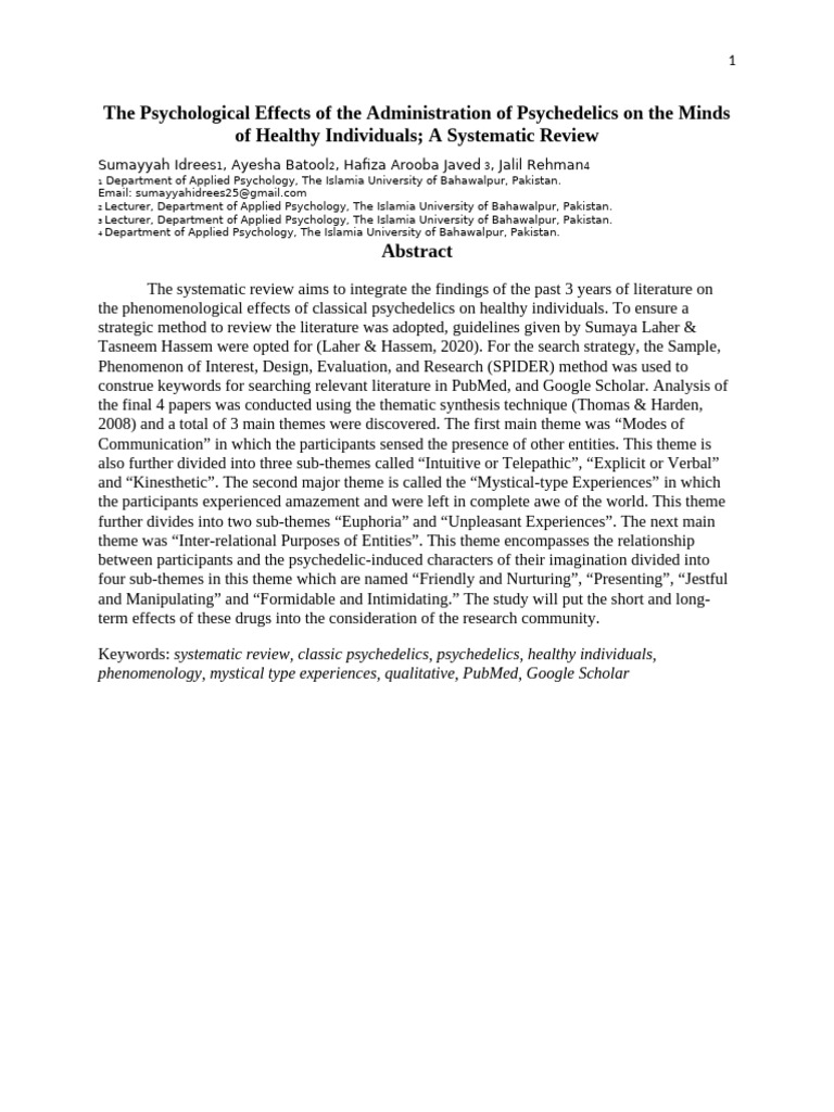 Psychological Effects of Psychedelics | PDF | Psychedelic Drugs ...
