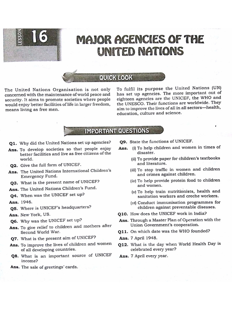 Major Agencies of The United Nations | PDF