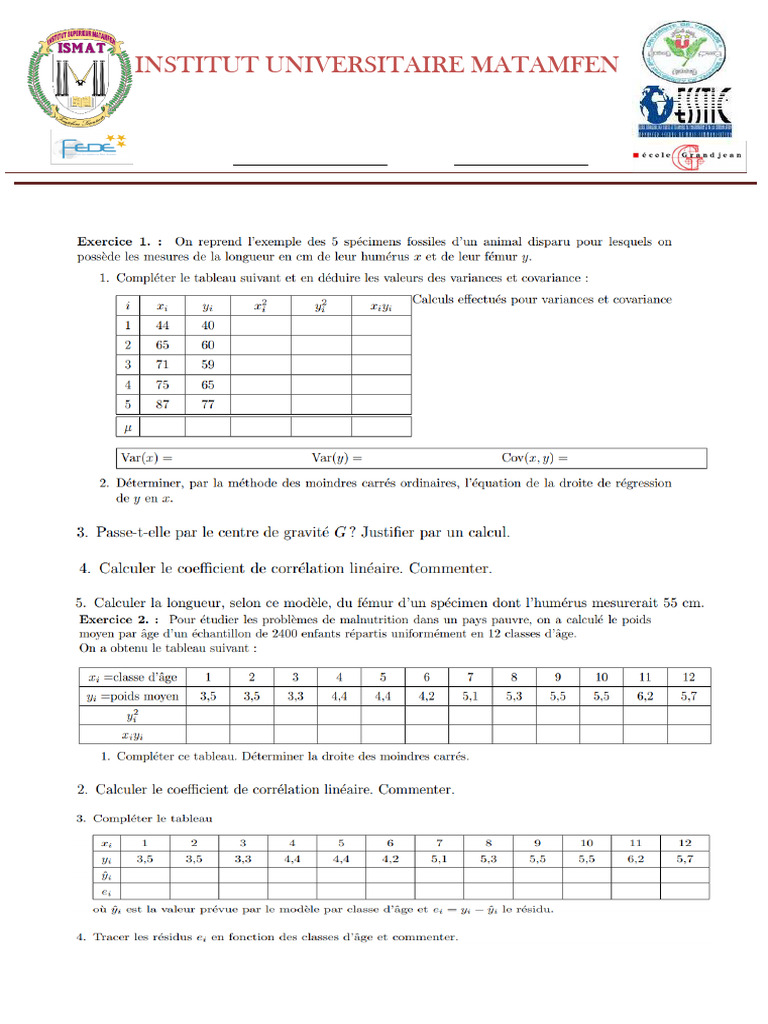 Exercices d'analyse des données IGL3 | PDF