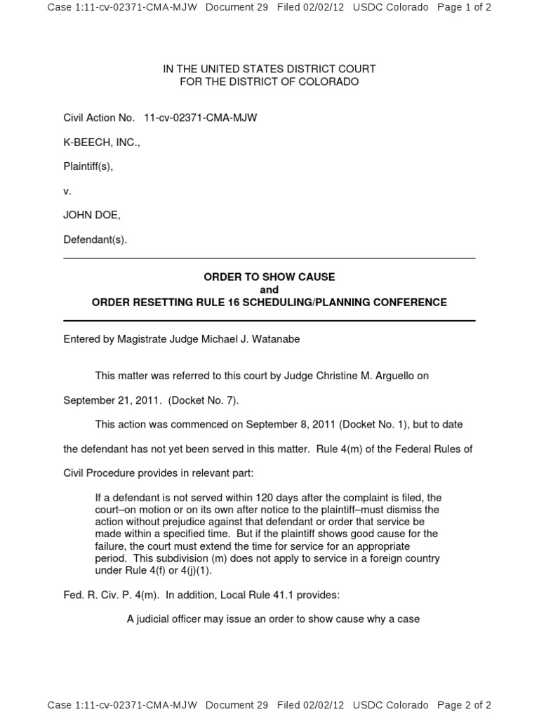 Show Cause Order 02371 CO PDF United States District Court