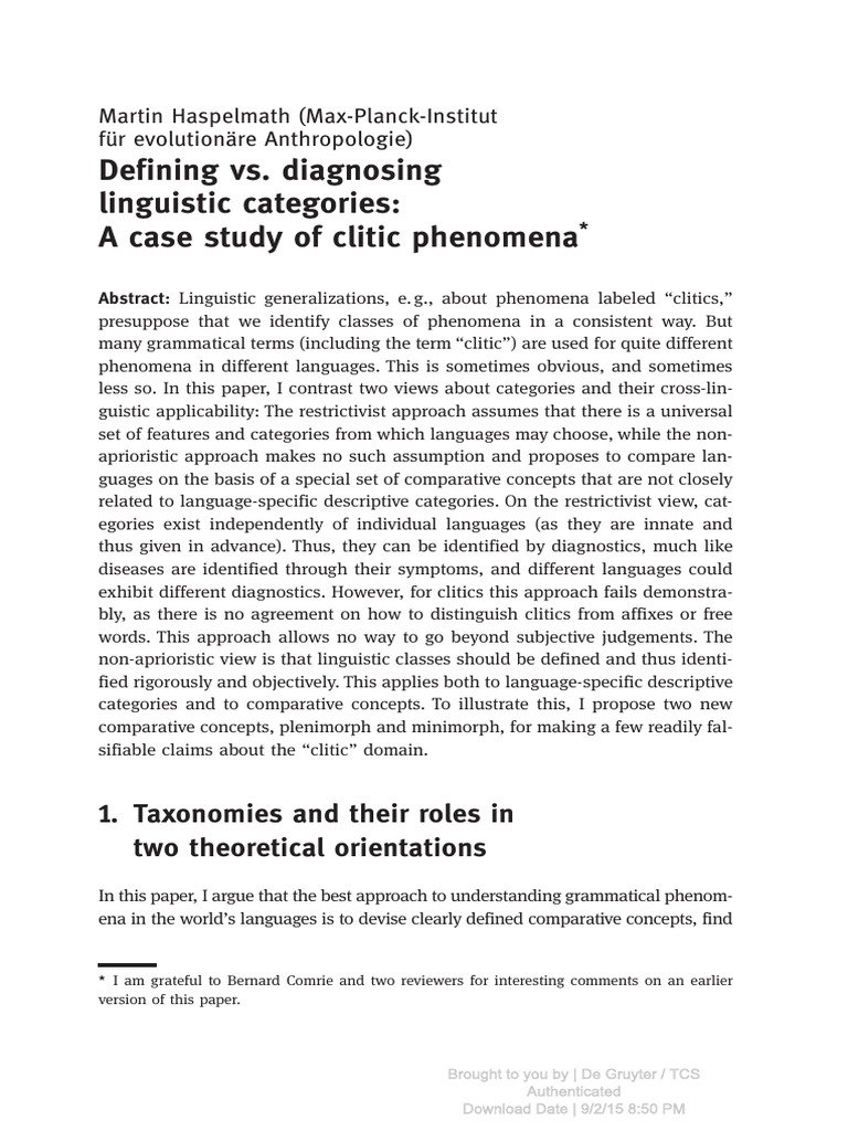 Clitic Phenomena: Defining Categories | PDF | Word | Stress (Linguistics)