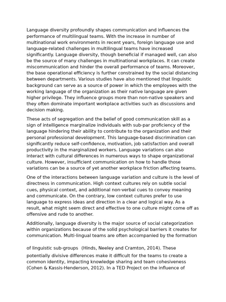 Managing Language Diversity in Teams | PDF | Multilingualism ...