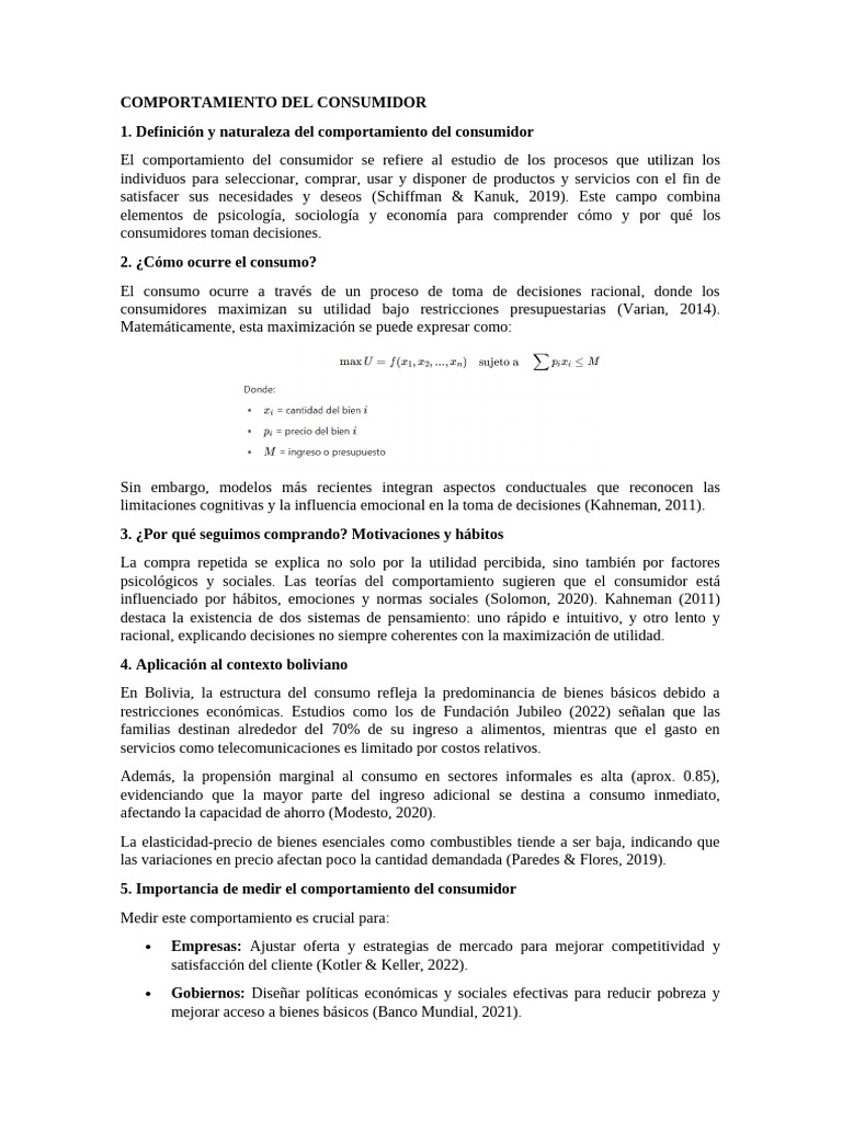Comportamiento del Consumidor en Bolivia | PDF | Comportamiento | Los ...