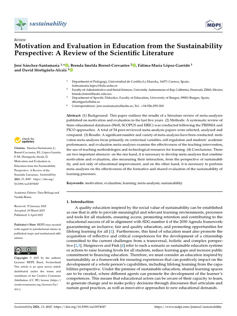 Sustainability 13 04047 | PDF | Systematic Review | Meta Analysis