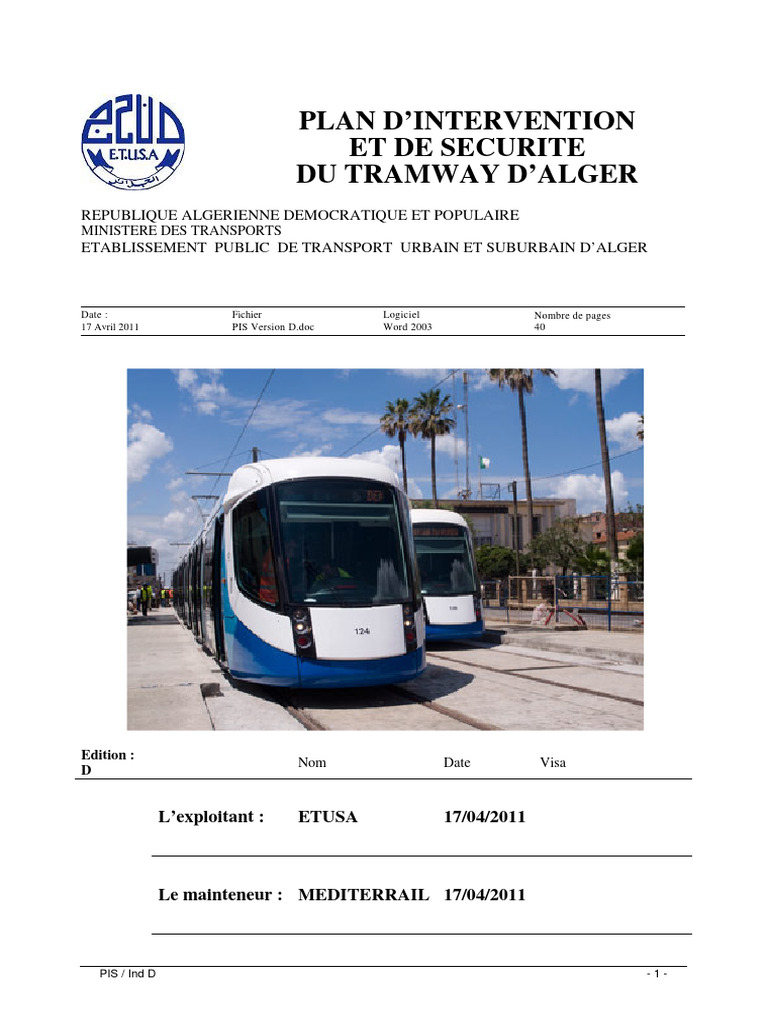 Plan de Sécurité Tramway d'Alger | PDF | Tramway | la communication