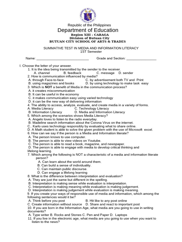 MIL Grade 12 Media Literacy Reviewer | PDF | Information | Communication