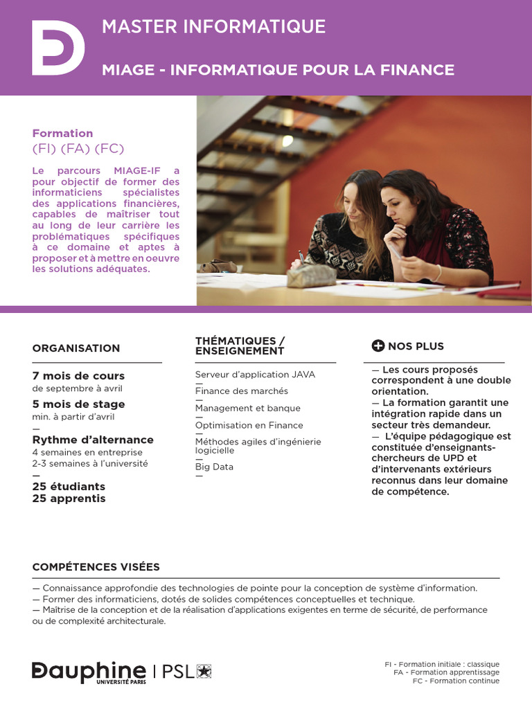 Master 2 MIAGE : Informatique Finance | PDF | Informatique | Informatique