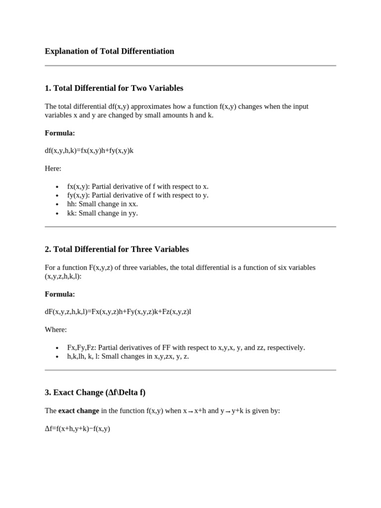 Explanation of Total Differentiation in The Provided PDF | PDF