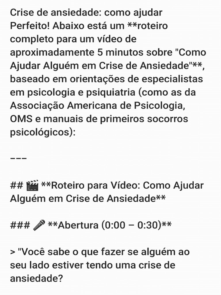 Crise de Ansiedade Como Ajudar | PDF