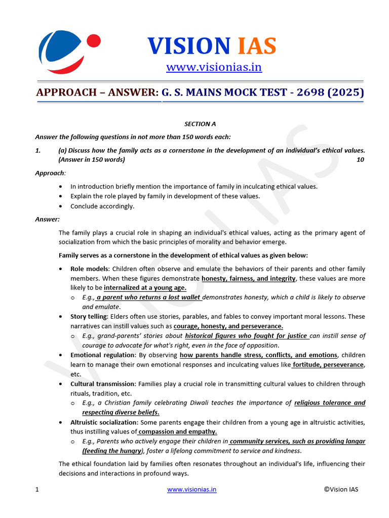 Vision IAS Mains Test Series 2025 | PDF | Cost Of Living | Utilitarianism