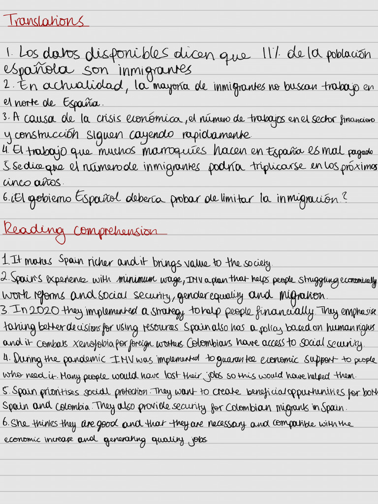 Spanish Homework | PDF