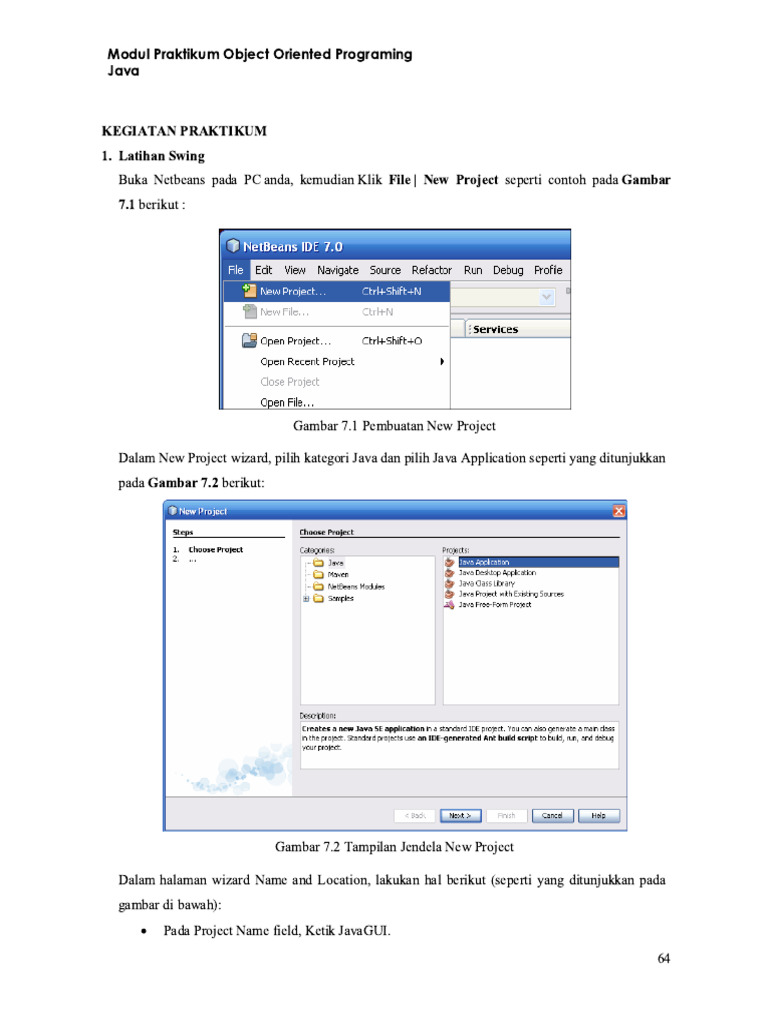 Modul Praktek Java Swing 64-72 | PDF