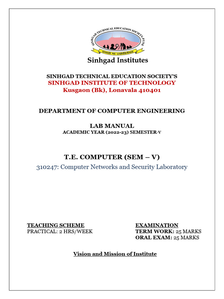 Computer Networks Lab Manual 2022-23 | PDF | Ip Address | Network Topology