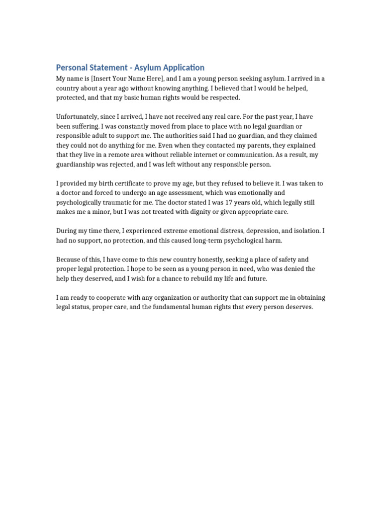 Asylum Personal Statement Example | PDF