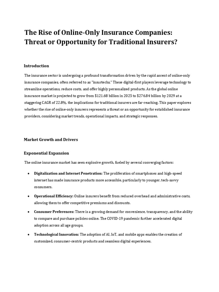 Online-Only Insurance: Threat or Opportunity? | PDF | Insurance | Business