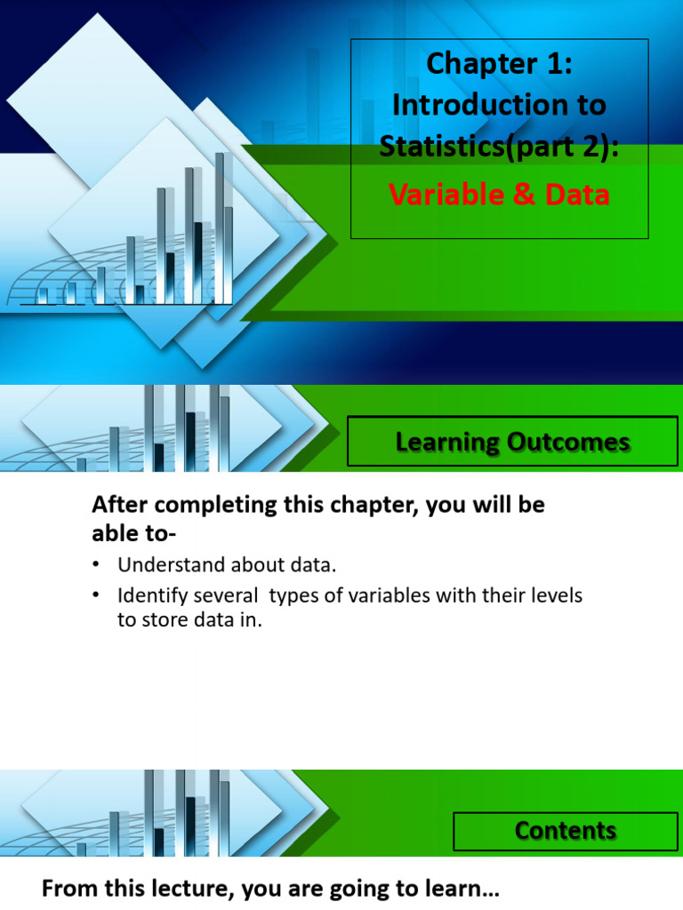 Introduction To Statistics Variable - Part 2 | PDF | Level Of ...