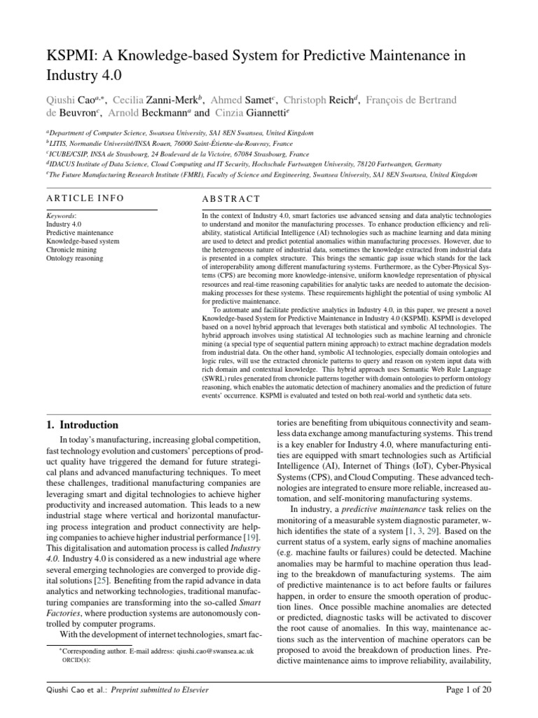 Kspmi A Knowledge Based System For Predictive Maintenance in 3mjjpalt ...