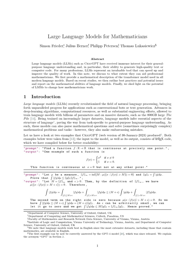 Large Language Models for Mathematics | PDF | Conceptual Model ...