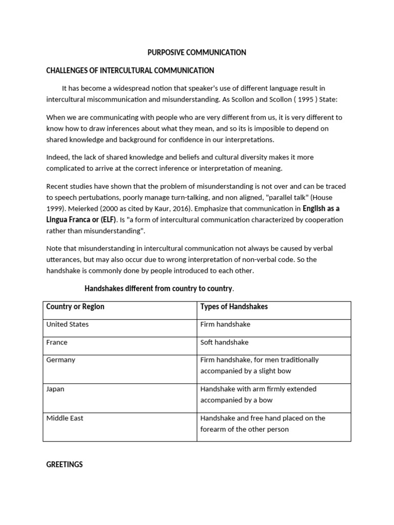 Challenges of Intercultural Communication WPS Office | PDF ...