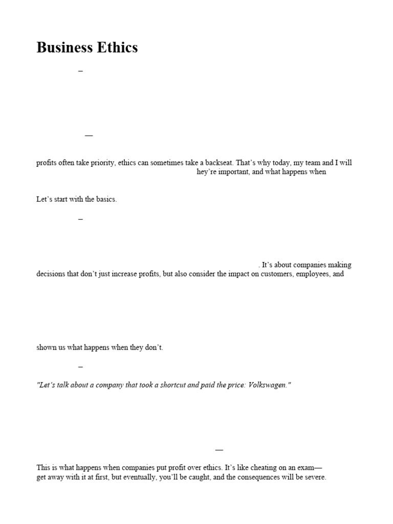 Business Ethics Script | PDF | Business Ethics | Corporate Social ...
