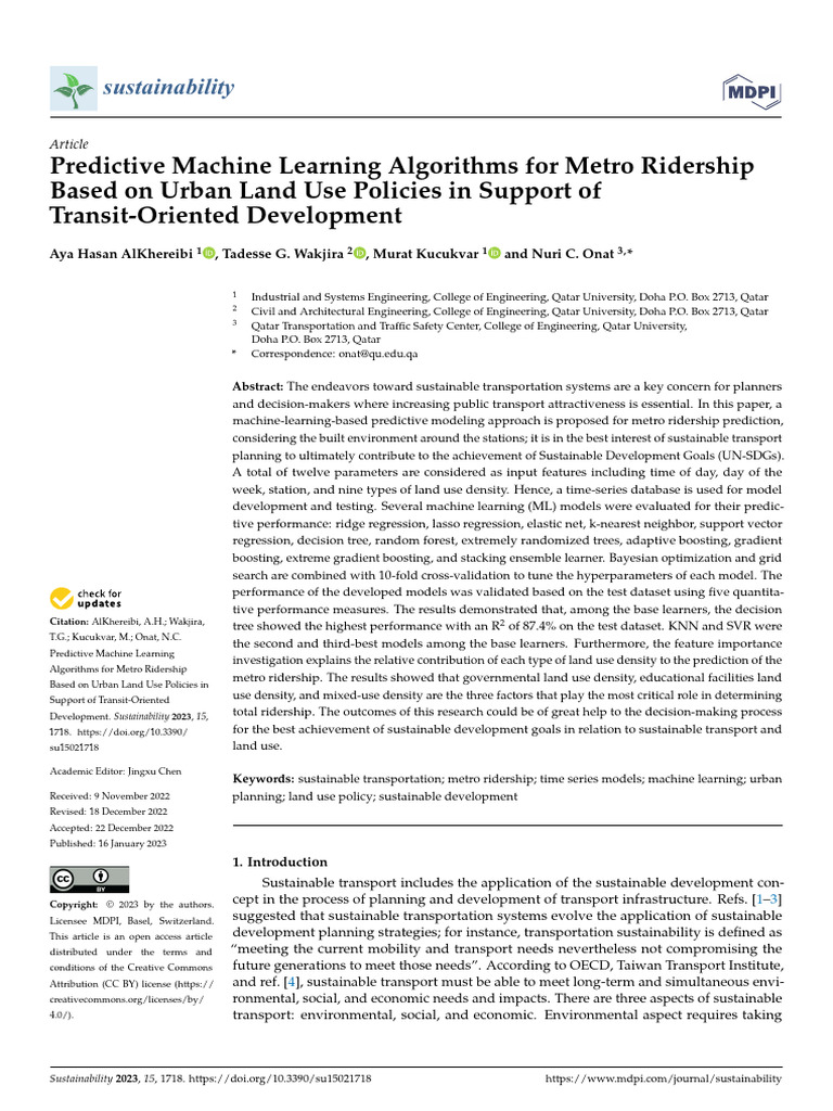 Predictive Machine Learning Algorithms For Metro R | PDF | Machine ...