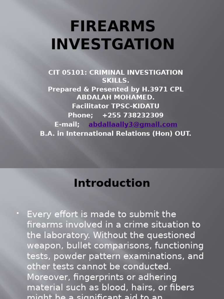 Firearms Investigation Techniques Guide | PDF | Gun Barrel | Rifle