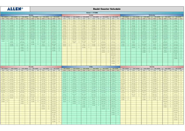 Allen: Doubt Counter Schedule | PDF