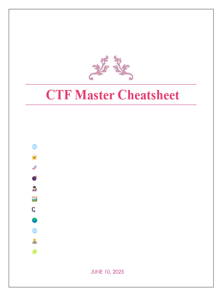 CTF Master Cheatsheet Overview | PDF | Encryption | Cryptography