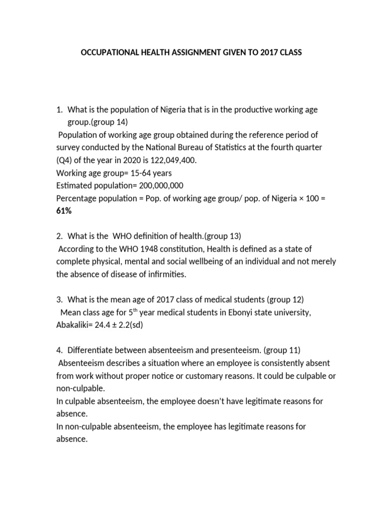 Occupational Health Assignment. | PDF | Personal Protective Equipment ...