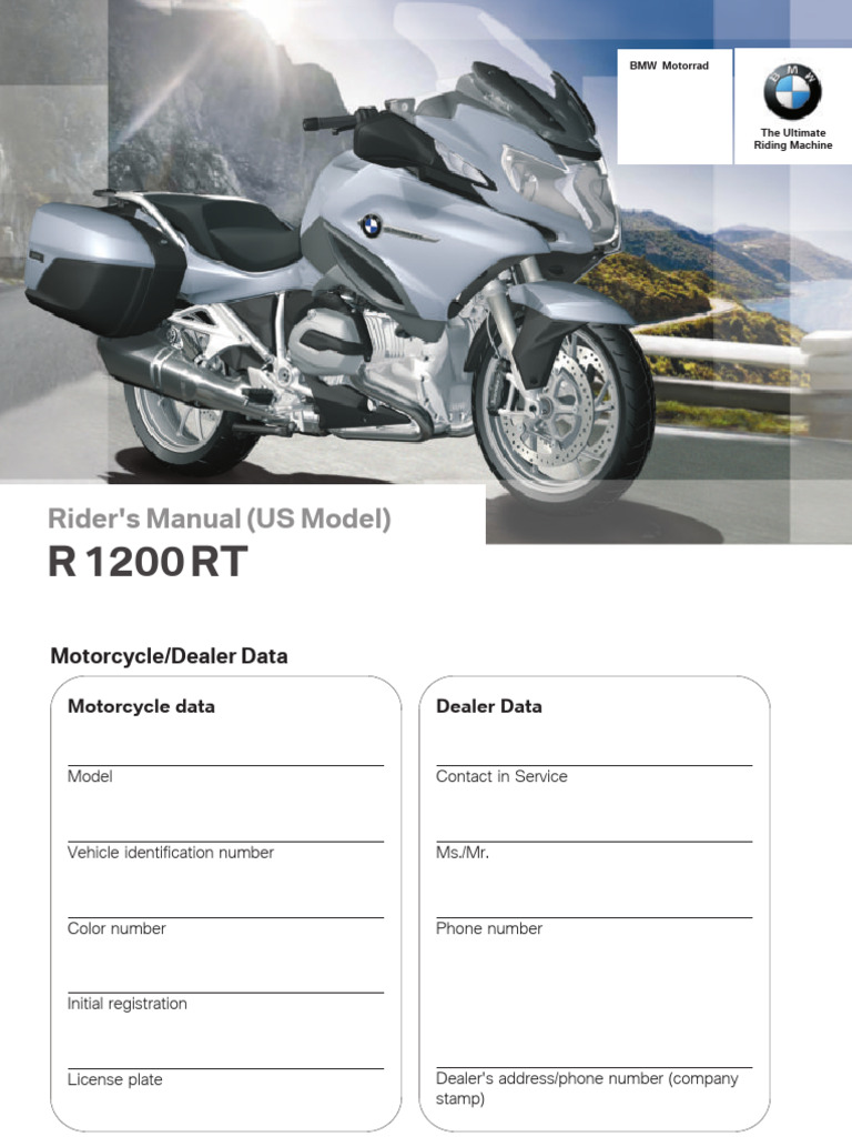 BMW R1200RT Rider's Manual Overview | PDF | Anti Lock Braking System ...