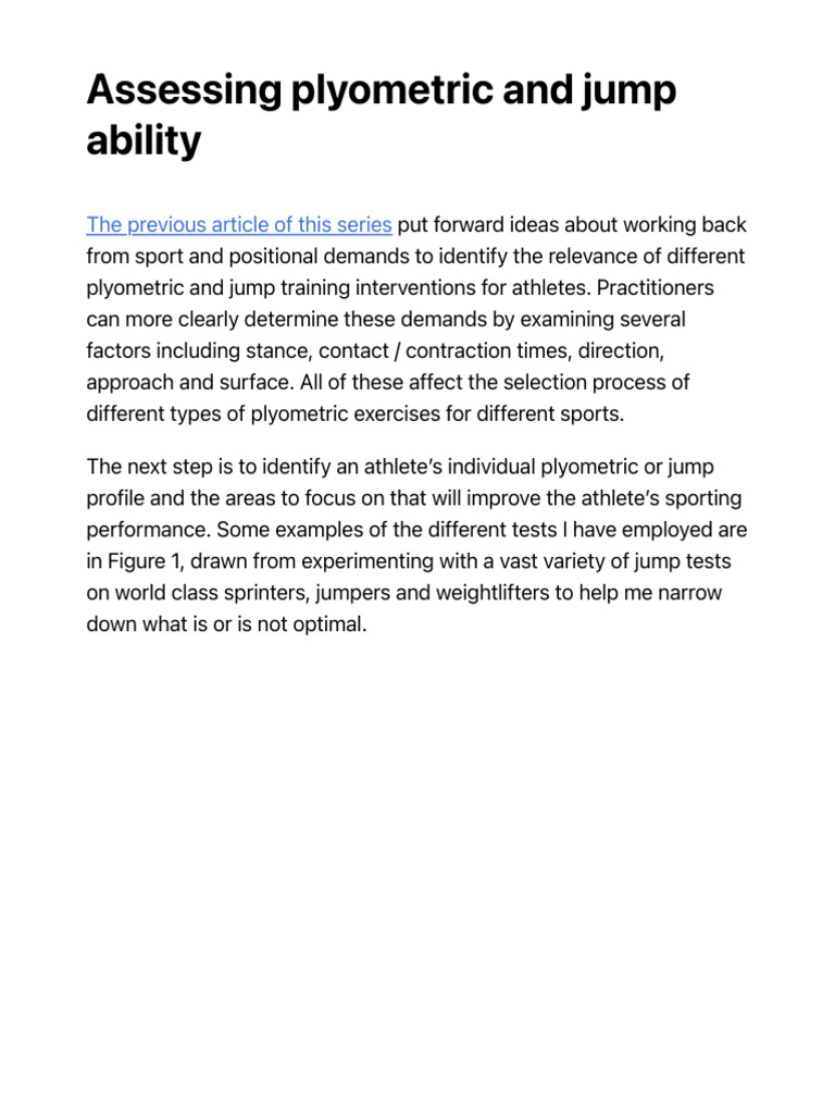 Optimizing Plyometric Training for Athletes | PDF
