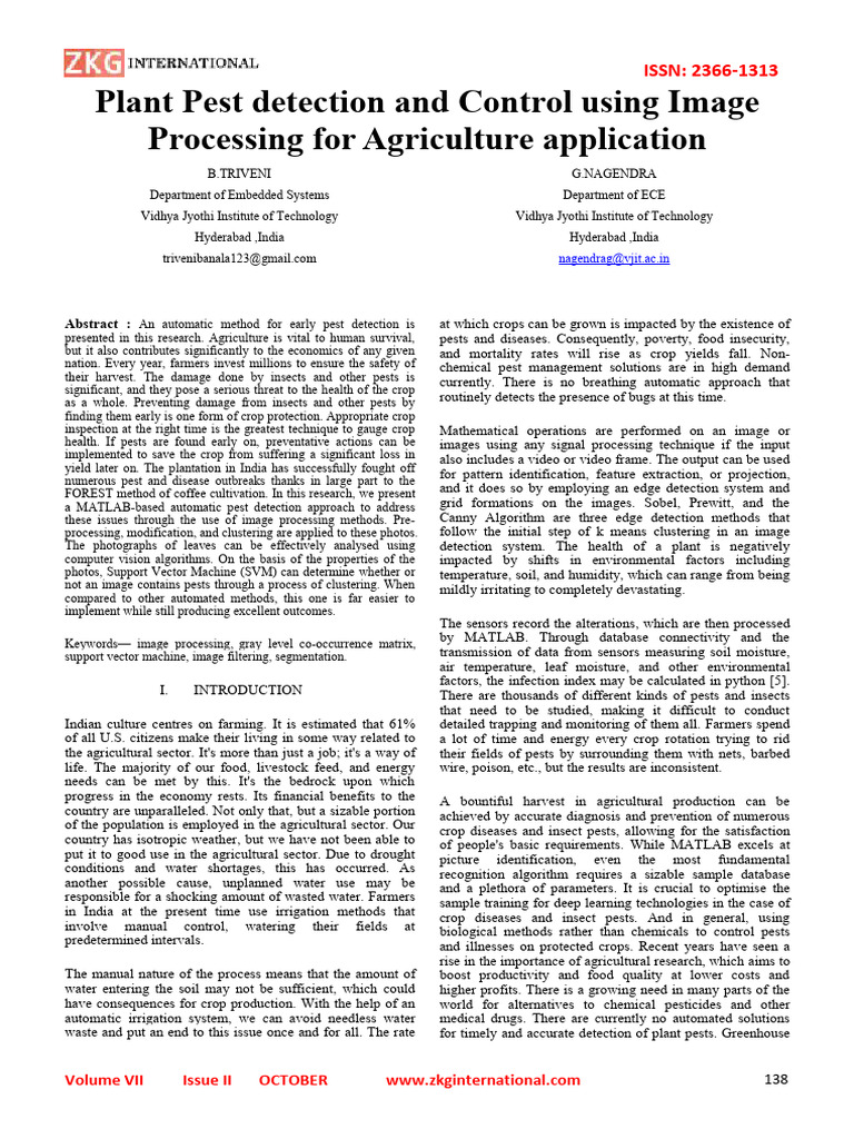 Image Processing for Pest Detection | PDF | Image Segmentation ...