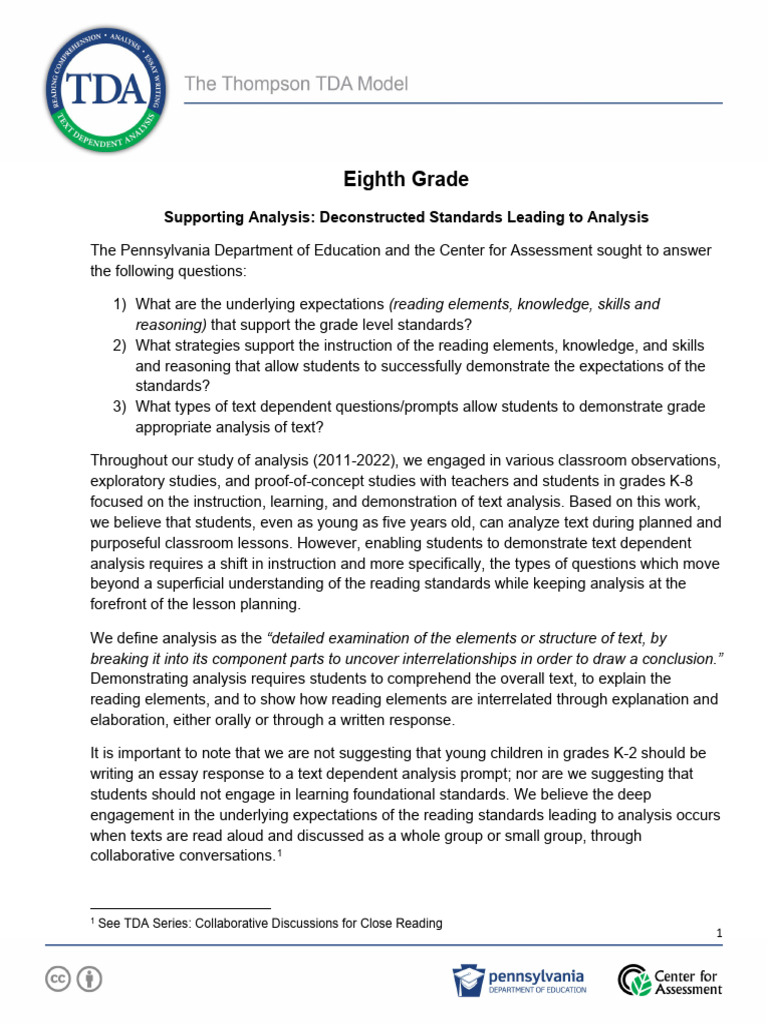 Eighth Grade Deconstructed Standards FINAL | PDF | Semantics | Reading ...