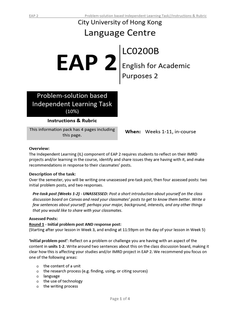 EAP+2 IL+Assessment Instructions+and+Rubric | PDF | Human Communication ...