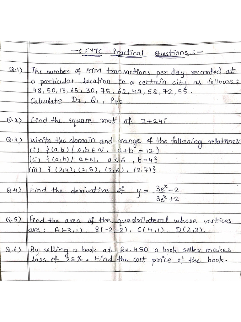 Fyjc Maths Practical Imp | PDF