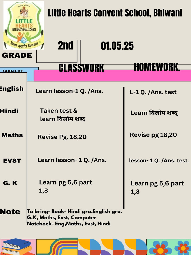 Class 2nd Homework 01.05.25 | PDF