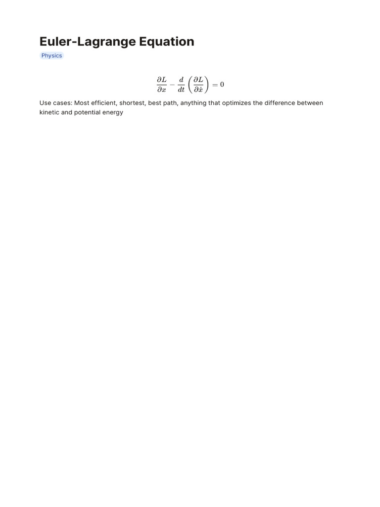 Euler Lagrange Equation Pdf
