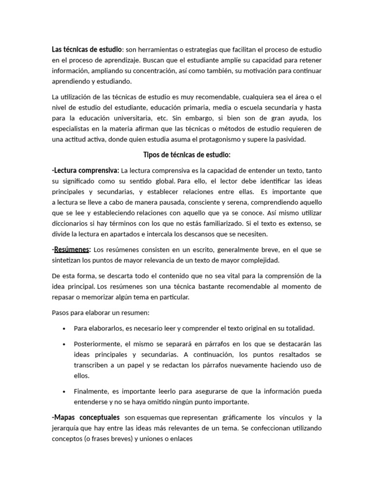 Técnicas de Estudio Efectivas para Aprender | PDF | Habilidades de ...