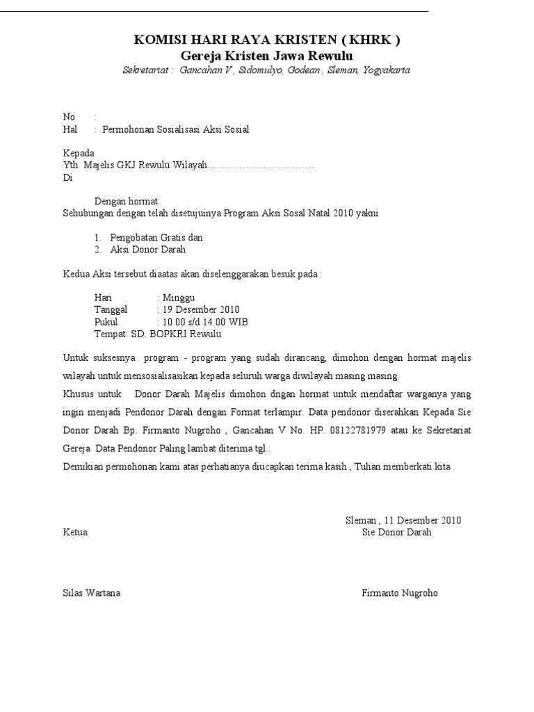 Contoh Surat Permohonan Donor Darah Ke Pmi Doc Berbagi